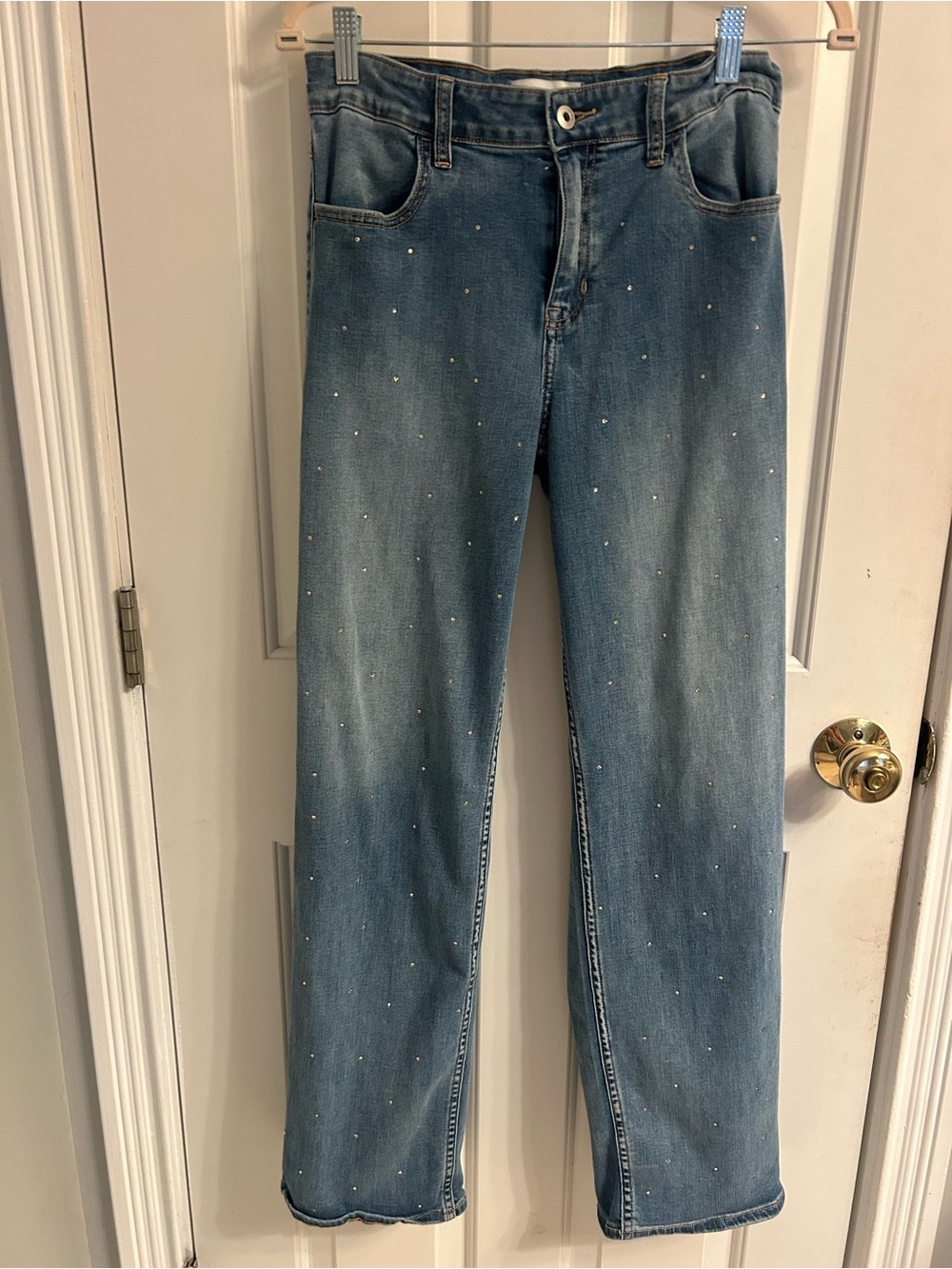 Girls abercrombie kids Light Blue Wide-Leg Jeans with Crystal Dots